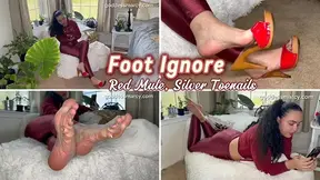 Goddess Marcy's Seductive Foot Tease in Red Mules