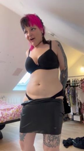 Trying on my first latex dress