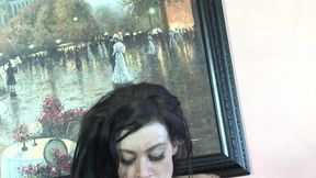 Store cashier with long brunette hair and slim body gets rough fucked