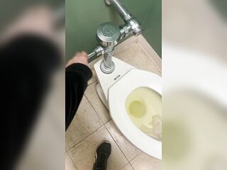 POV: trans stud pissing in chaps’s public washroom