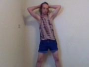 Goofy Cute Transgirl Stripping Jokingly Playfully
