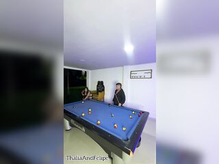 A college gal is drilled after a game of pool whilst her boyfriend is away.