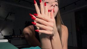 Nastya cracks her fingers and toes