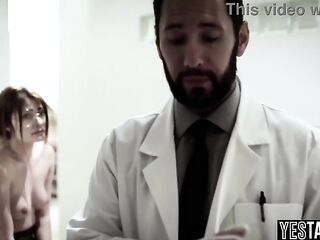 Skinny tiny virgin teen gets railed by her big ramrod excited doctor in his office