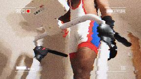 Treadmill Walk In White Wrestling Singlet Bulge