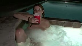 After relaxing in the Jacuzzi she starts masturbating with love