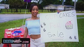 Tiny Ebony Babe Decides To Sell Her Muffin And Earn More Money Instead