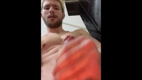 Youngster pumping out in the showers after workout