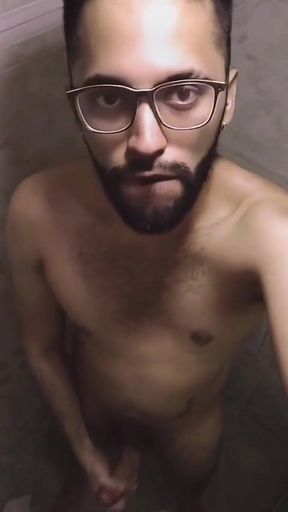 Jerking off in the shower and shooting my load
