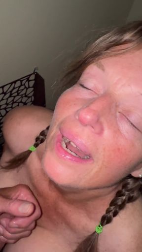 Thrilling moment from "Bonemaiden Sucks Her Man Sitting on the Toilet trying to Pee"