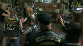 Tiny Blonde Fucked in a Biker Bar and Used as Human Ashtray