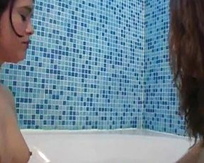 Superb French Babes Pleasing Each Others Pussies in the Bathroom