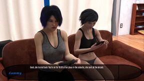 Petite lesbian enjoys POV with a Dick Girl in French Visual Novel