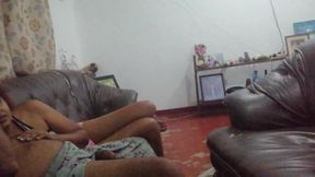 Father in Law's Gigantic Dick Hangs Out Under His Sarom for Step Daughter