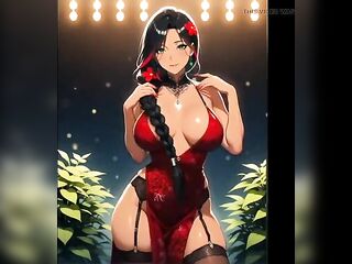 Breasty nice-looking hentai t-girl trans hotty AI generated , double blow job and anal
