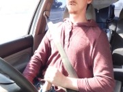 Huge Cock needed to cum while driving, I couldnt wait public
