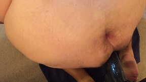 Hairy chub ass and big black dildo