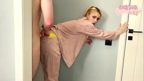 My pervert boyfriend made me pick up dirty laundry so he could wedgie me and cum on my big ass