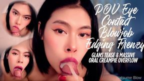 POV Eye Contact Blowjob Edging Frenzy - Glans Tease & Massive Oral Creampie Overflow