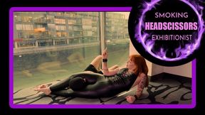 The Redhead's Throne: Mel Fire smokes while delivering a Punishing Leg Scissors (1080 EN) - Smoking - Cigar Fetish - Headscissor - Exhibitionist - Strong Woman - Facesit