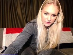 Blonde European Pamela Blond jerking off a Huge Dick