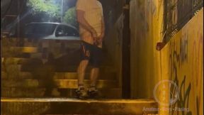 Straight Boy Caught Peeing in the Street for the Second Time in the Same Night - Homemade Video