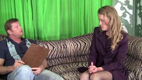 Hot babe in sexy stockings is getting slammed at the casting