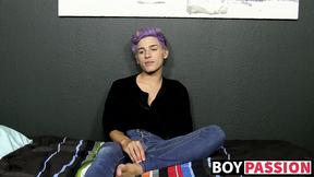 ”Charming twink toys with his big thick dong & moans for us too”