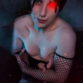 Devilishly Sexy: Hot Femboy in Fishnet and Gothic Glam