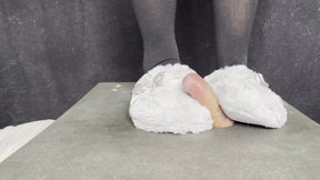 I crush your manhood under my fuzzy slippers