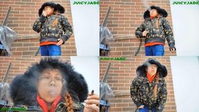 Petite Asian smoking in the winter while it is snowing volume 63 Non Nude ****mp4****