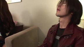 Whipping out the silicone, he plays with her fur-lined cookie