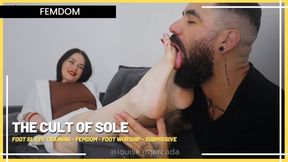 The Cult of Soles: Louise Marcada Dominates John with Sofa Foot Worship (720 EN SUB) - Foot Slave Training - Femdom - Foot Worship - Submissive