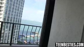 Wild teen fuck fest with lucky stud