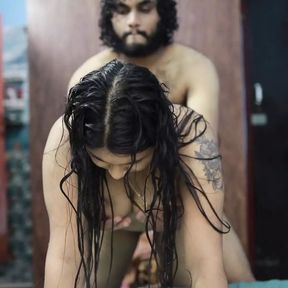 Step sister and Step brother bath romance in bathroom the wet sex in bedroom, Vaishnavy and Sharun Raj bath and hot sex romance