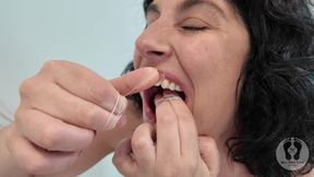 Dental Hygienist Routine Mouth Fetish Closeups in Topless