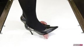 Feet in pump shoes CBT ballbusting
