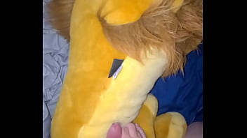 Cumshot with stuffed animal