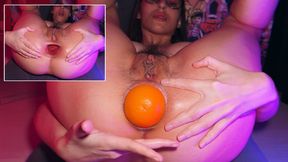 Orange-Drenched Anal&#x1F44C; Thrills with Gigantic Vibrator and Juicy Teen Hairy Mound