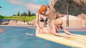 Normal Day At The Pool - Petite Blonde Rides Futa Redheads Big Cock