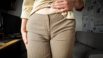 Naughty Colleague Seduces You With Her Fat Cameltoe In Trousers 4K