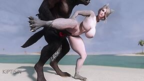 Wolf Girl Fucked By Werewolf On The Beach 2