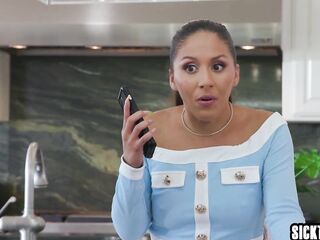 Breasty teen Lilith Grace masturbated and called her stepdad to aid her so concupiscent playgirl enjoyed hardcore twat banging