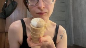 Emma sexy eating ice cream, sexual adventures with ice cream