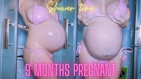 Shower time - 9 months pregnant