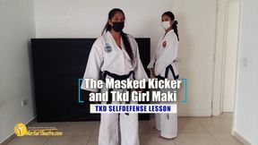 The Masked Kicker and Tkd Girl Maki tkd selfdefense lesson