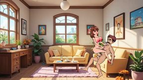 24 Year Old Girl Gets Hard Fucked by 36 Year Old Man in Living Room - Cartoon Animation