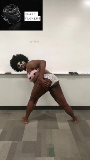 Chubby Black Crossdresser Shaking Ass in College