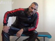 Hot dilf in shiny tracksuit verbally humiliates and farts on you. PREVIEW