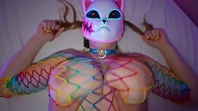 POV fuck with hot busty MILF in cat mask